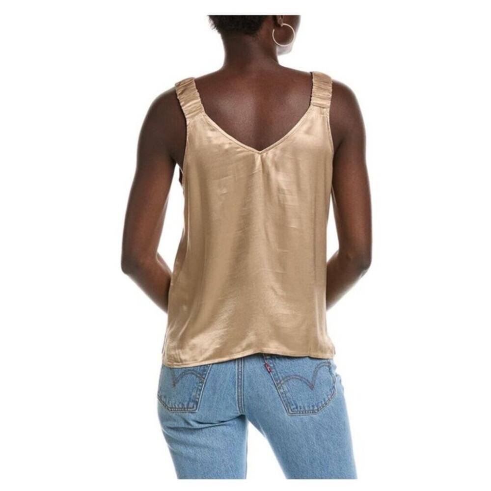 NWT Nation LTD Kyle Tank Top Gold Cafe au lait Silky Blouse Medium Made in USA - Picture 2 of 10